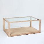 Couchtisch 110x70x45 Glas Naturholz - Niedrige Tische