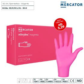 MERCATOR Nitrylex magenta Medizinische Nitril-Schutzhandschuhe – puderfrei