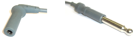 HF-Kabel Monopolar (4mm Federkorb-buchsen-Stecker gewinkelt / Bovie-Valleylab-Conmed-Stecker)