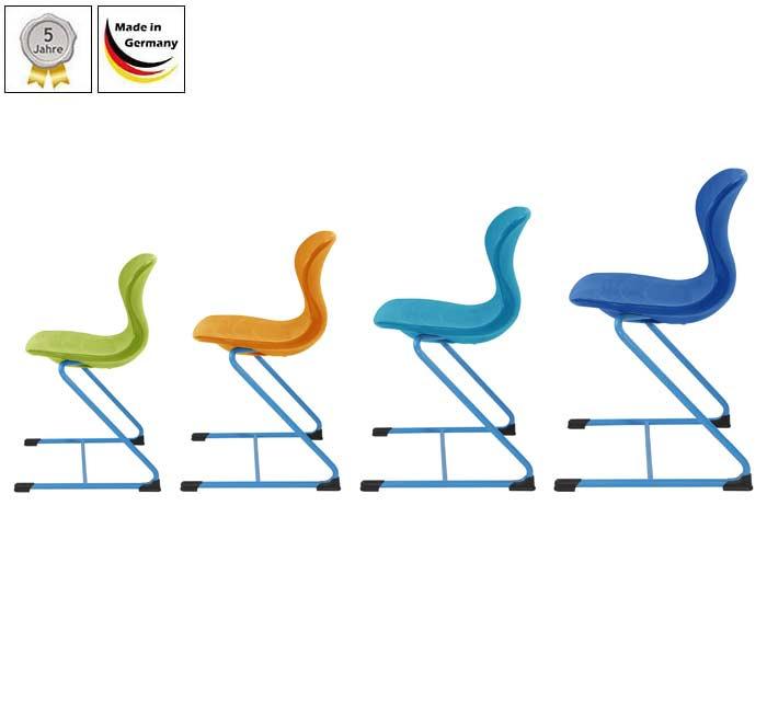 Freischwinger Schulstühle mit Kunststoffschale (Luftpolster)