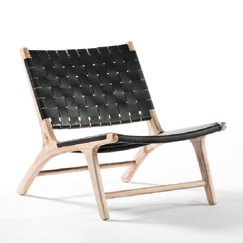 Sessel 64x80x70 Holz/haut Schwarz/weisswäsche - Stühle