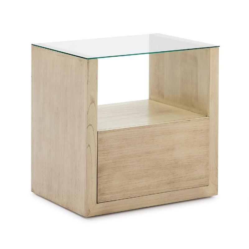 Nachttisch 1 Schublade 60x40x60 Holz Grau 60x45x60 Glas/holz Weiss Verschleiert