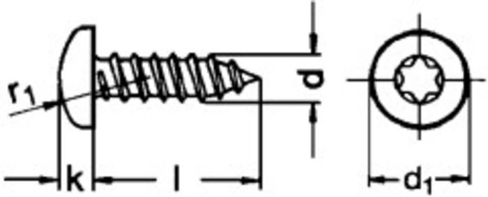Blechschrauben mit Linsenkopf und Innensechsrund, Form C
