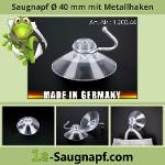 Sauger 40 mm mit Metallhaken | Saugnäpfe | Saugnapf | Saugnapf-Haken