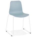 Moderne Stuhl Stapelbare Weisse Metallfüsse Alix (himmelblau) - Stüh