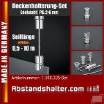 Deckenhalterung Set Edelstahl V2A Seilbefestigung, Ø 11 mm PS: 3-6 mm