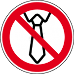Verbotszeichen - Bedienung mit Krawatte verboten