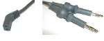 HF-Kabel Bipolar (US-Rundpin-Pinzettenstecker gewinkelt / Bananenstecker doppelt)