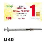SFM Insulinspritze Einmalspritze 1ml U40 + 26G Kanüle (100)