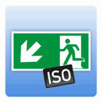 Rettungszeichen Rettungsweg / Notausgang links abwärts ISO 7010