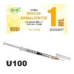 SFM Insulinspritze Einmalspritze 1ml U100 + 26G Kanüle (100)