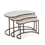 Set/3 Beistelltisch 76x50x46 Marmor Weiss/metall Golden - Niedrige Tisch
