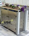 Mülltonnenbox Flora mit Pflanzwanne aus Edelstahl