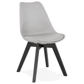 Design Stuhl Mit Schwarzen Holzfüssen Mailly (grau) - Stühl