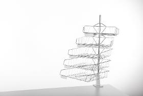 Tischdrehständer mit 5 fest montierten Körben in chrom, 360° schwenkbar