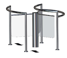 Vertikaldrehkreuz , hüfthoch, 120° Teilung, Sperrelement aus Glas oder Acryl