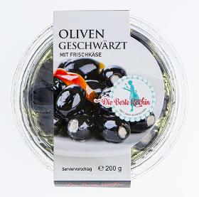 Geschwärzte Oliven gefüllt mit Frischkäse 200g