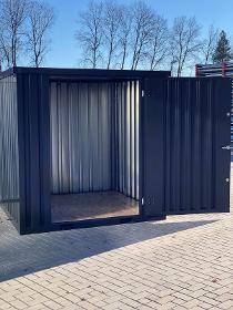 3m Geräteschuppen Gartenhütte Werkzeugcontainer - Anthrazit RAL7021 mit Einflügeltür und Staplerlaschen