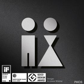 Design-Award WC-Piktogramme aus Edelstahl für klare Toiletten-Kennzeichnung