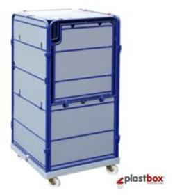 Logistik-Rollbox auf Kunststoffrollplatte