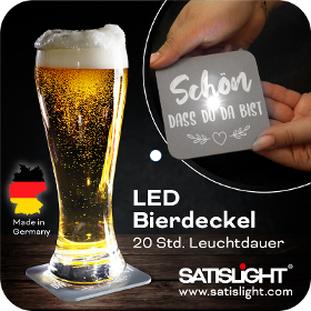 SATISLiGHT ® The sexiest Bierdeckel alive. Bierdeckel mit integrierter LED Leuchte.