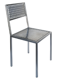 Edelstahl-Stuhl mit Sitzfläche und Lehne aus Edelstahl