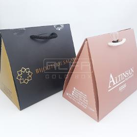 Schwarz – Fuchsia Pyramid Luxus-Geschenktüten aus Papier