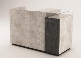 Kassentisch Zero klein beton/schwarz oxidiert