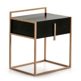 Nachttisch 1 Schublade 50x40x60 Holz/metall Schwarz/golden - Betten