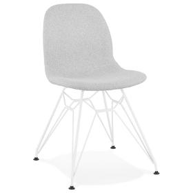 Industrie-design-stuhl Aus Mouna Weiss Metall Fussstoff (hellgrau) - Stüh
