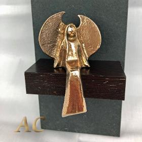 Bronze Engel mit Schieferplatte