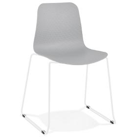 Moderne Stuhl Stapelbare Füsse Weiss Metall Alix (hellgrau) - Stüh