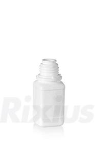 Enghals-Vierkantflasche aus HDPE; weiß
