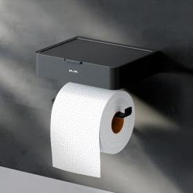 Porte-rouleau papier toilette avec boîte, noir