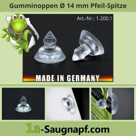 Gumminoppen 14 mm mit Pfeil-Spitze | kleine Saugnäpfe | Saugfüße