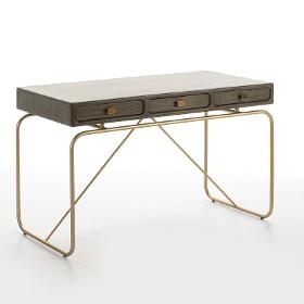 Schreibtisch 120x60x76 Metall/holz Golden/grau - Design Und Moderne Büros