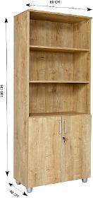 Furni 24 Aktenregalschrank Holz, oben offen, in den Farben Saphir Eiche Dekor und grau Dekor erhältlich.