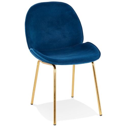 Vintage Und Retro-stuhl In Samt Goldenen Füssen Tyana (blau) - Stühl