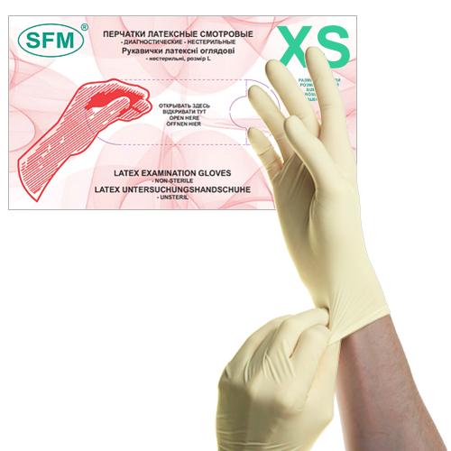 SFM Latex Untersuchungs Handschuhe puderfrei weiss XS (100)
