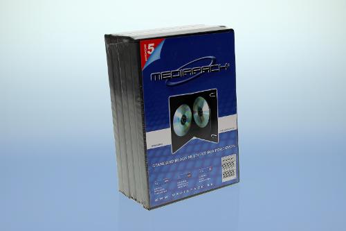 DVD Box 3-fach mit Tray - 14mm - 5er Pack - schwarz