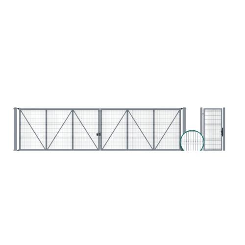 Eingangstor oder Zweiflügeltor Modest mit Gitterpaneel verzinkt- beschichtet