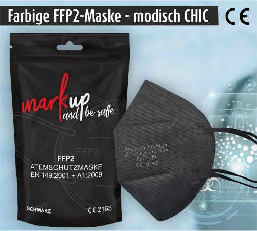 Farbige FFP2-Maske (20 verschiedenen Farben) im gleichfarbigem Pocket