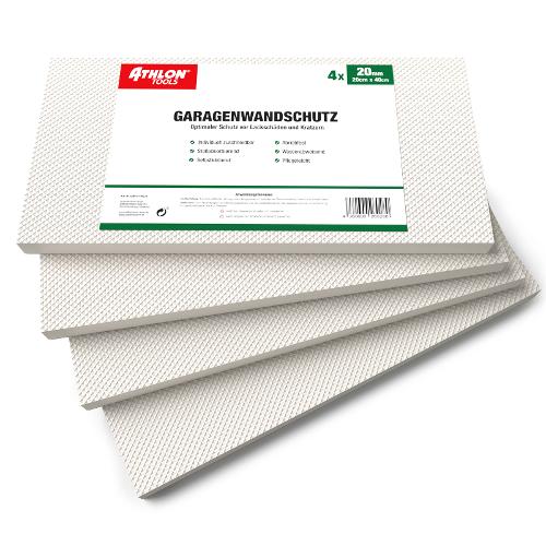 ATHLON TOOLS 4x MaxProtect Premium Garagen-Wandschutz selbstklebend - je 40 x 20 x 2,0 cm  - weiß