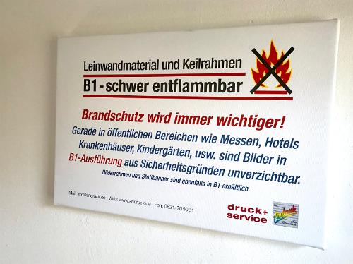 Foto Leinwand - B1 schwer entflammbar  - Brandschutz
