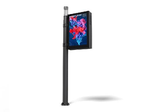 Outdoor-Monitor an LED-Straßenleuchte - Polescreen Digital Signage