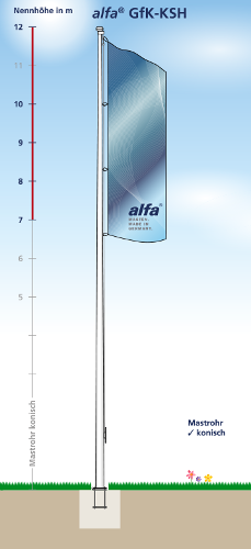 Fahnenmasten alfa GfK-Serie NH 7-12 m