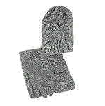 Damen-Winterset, graue Mütze, Schal und Handschuhe
