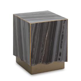 Beistelltisch 41x41x53 Marmor Grau/metall Golden - Niedrige Tische