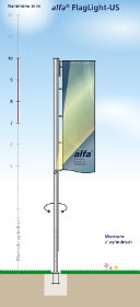 Fahnenmasten alfa FlagLight-US-Serie NH 7-10 m