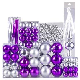 Weihnachtskugel 130-teiliges Set Farbe: Silber / Violett